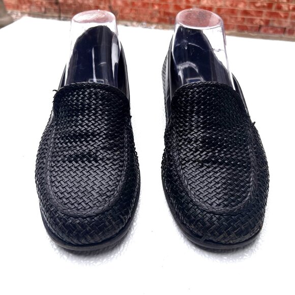 Braganos Men 9 Old Money Loafers Black English Calf Leather Slip On Finely Woven - Picture 11 of 15